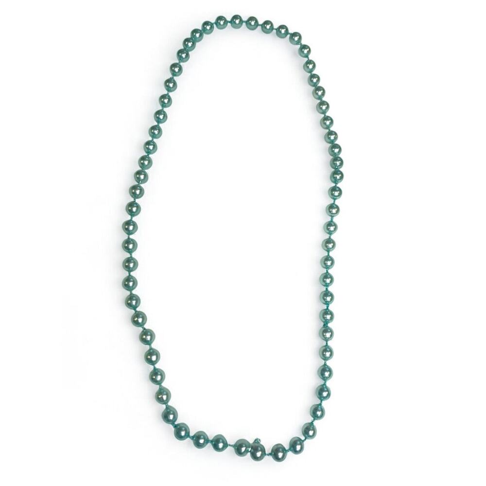 Vintage Faux Aqua Pearl 23 Inch Necklace No Clasp Overhead